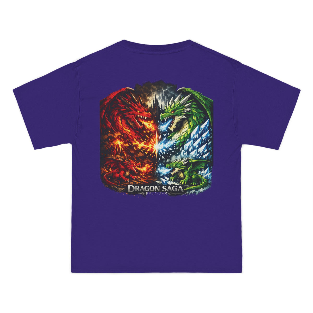Dragon Split Face T-Shirt — Fiery & Icy Dragon Graphic Tee