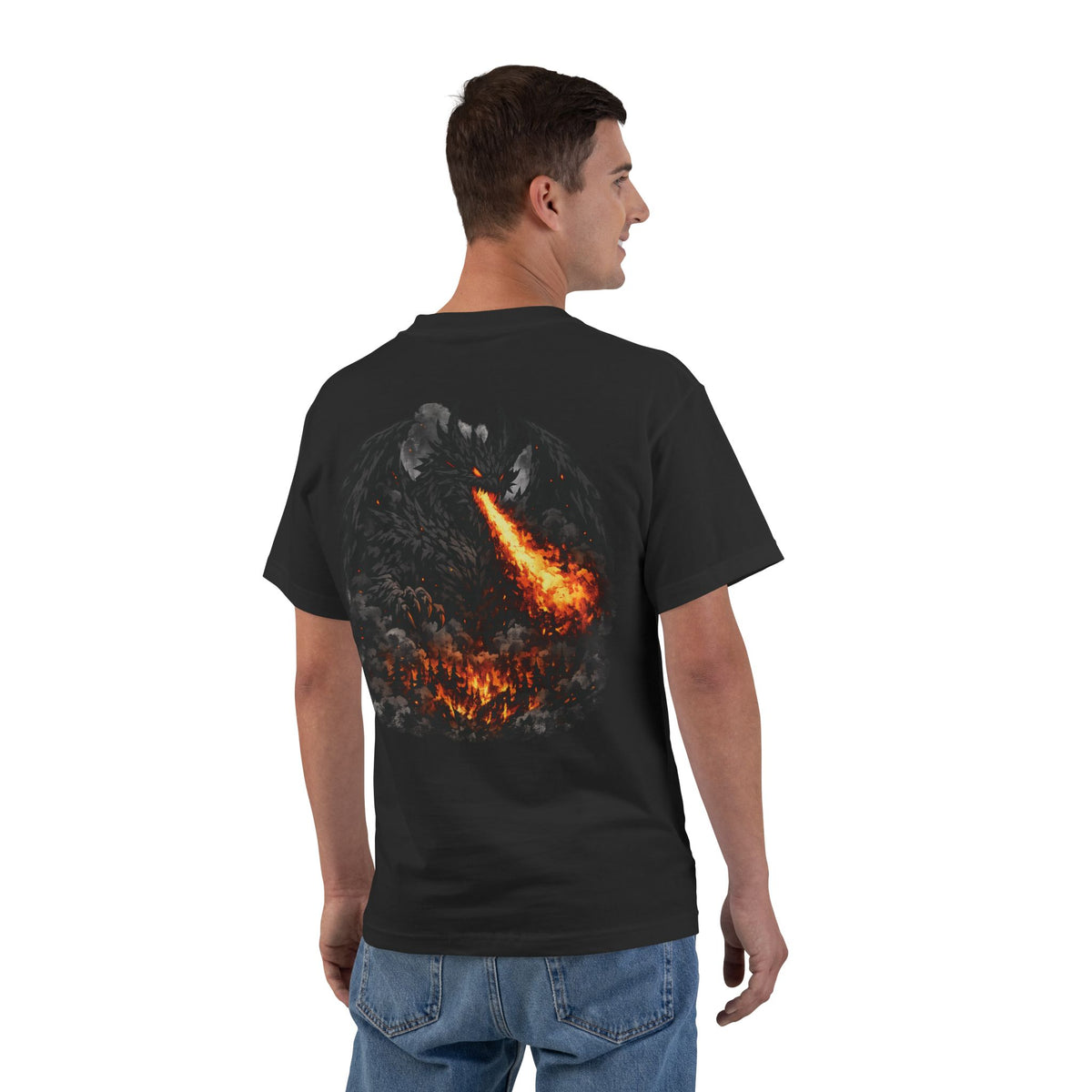 Demonic Fire Dragon T-Shirt — Dark Flame Monster Graphic Tee