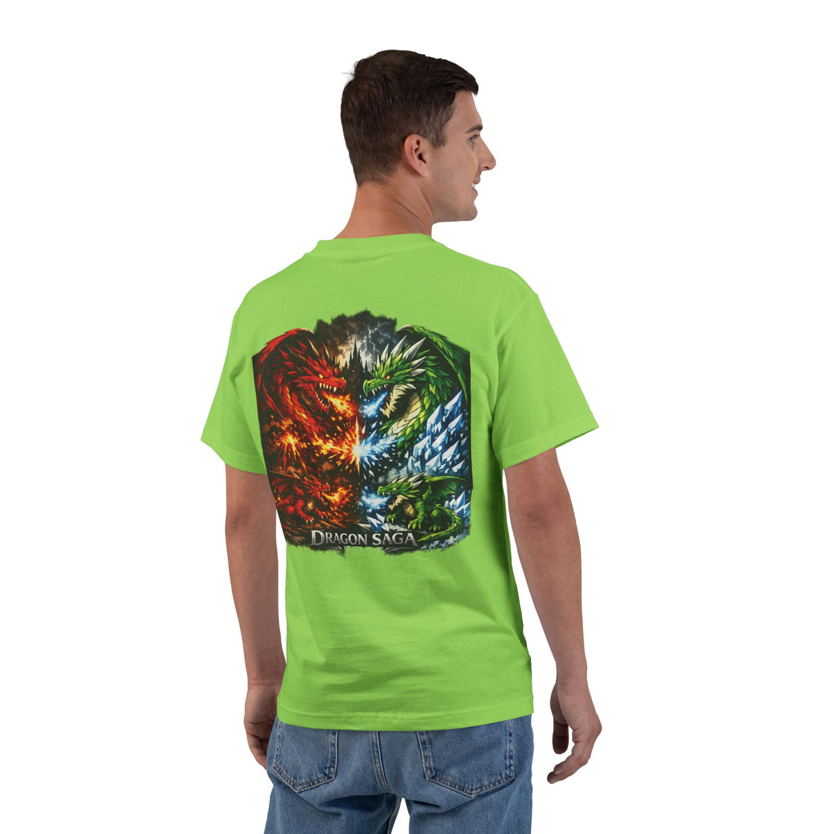 Dragon Split Face T-Shirt — Fiery & Icy Dragon Graphic Tee