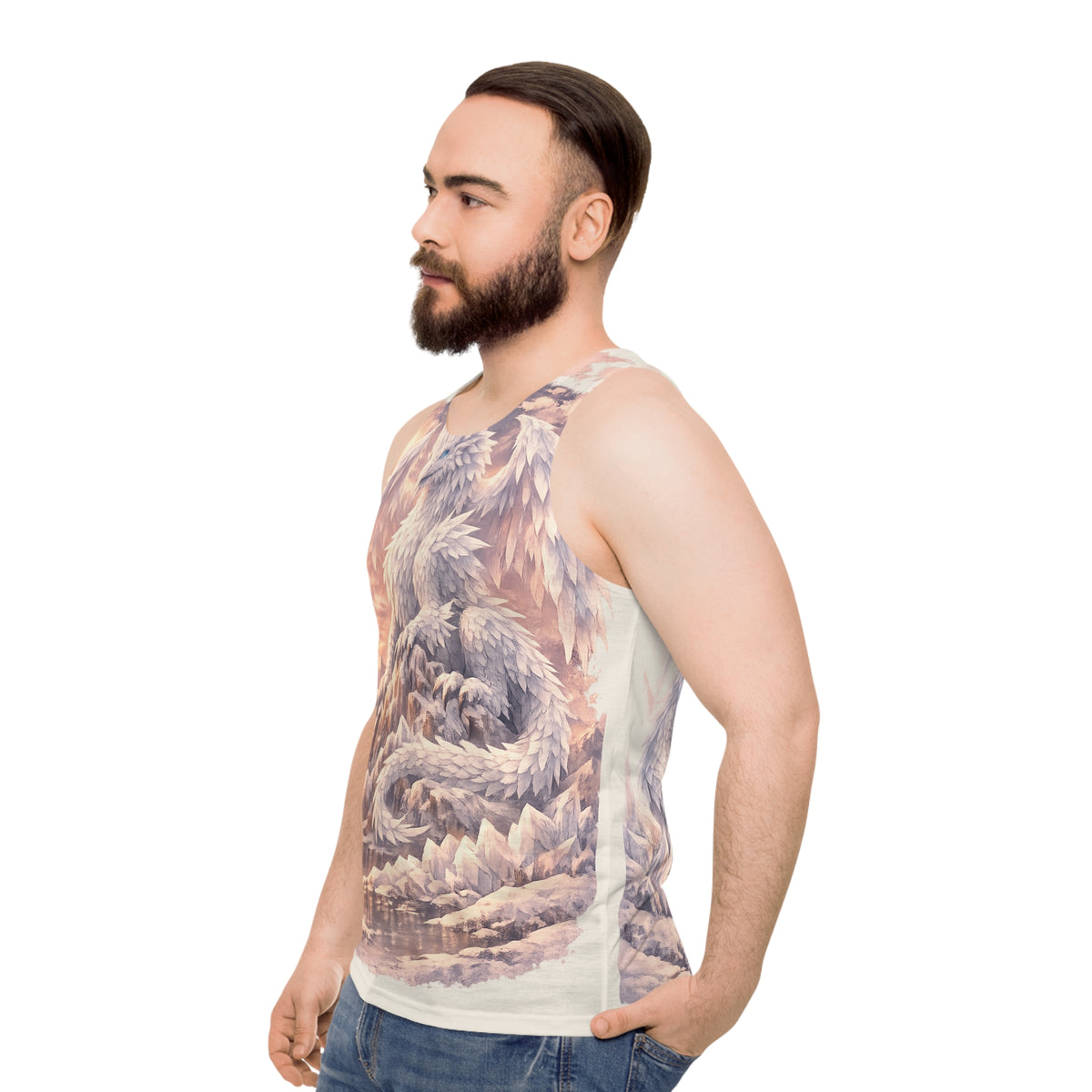 Dragon Sunrise Tank Top — Fantasy Ice Dragon All-Over Print