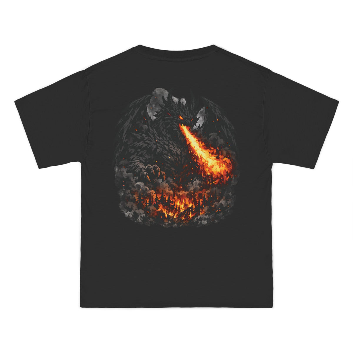 Demonic Fire Dragon T-Shirt — Dark Flame Monster Graphic Tee