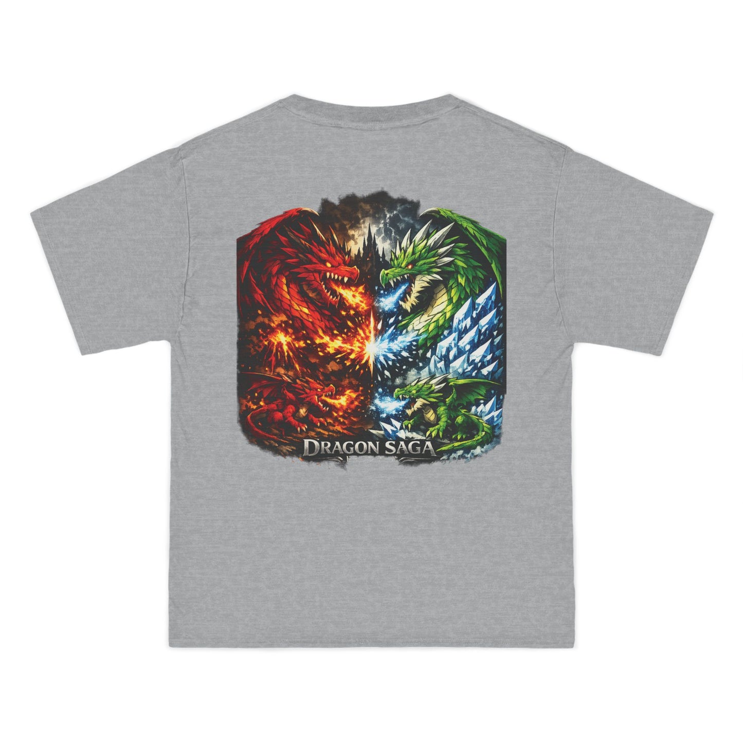 Dragon Split Face T-Shirt — Fiery & Icy Dragon Graphic Tee