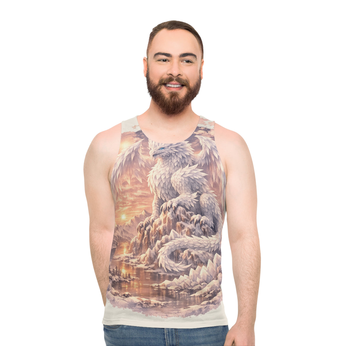 Dragon Sunrise Tank Top — Fantasy Ice Dragon All-Over Print