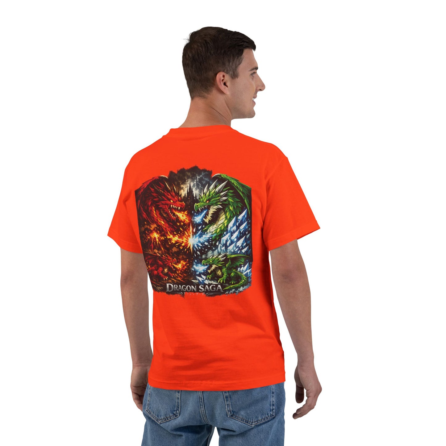 Dragon Split Face T-Shirt — Fiery & Icy Dragon Graphic Tee