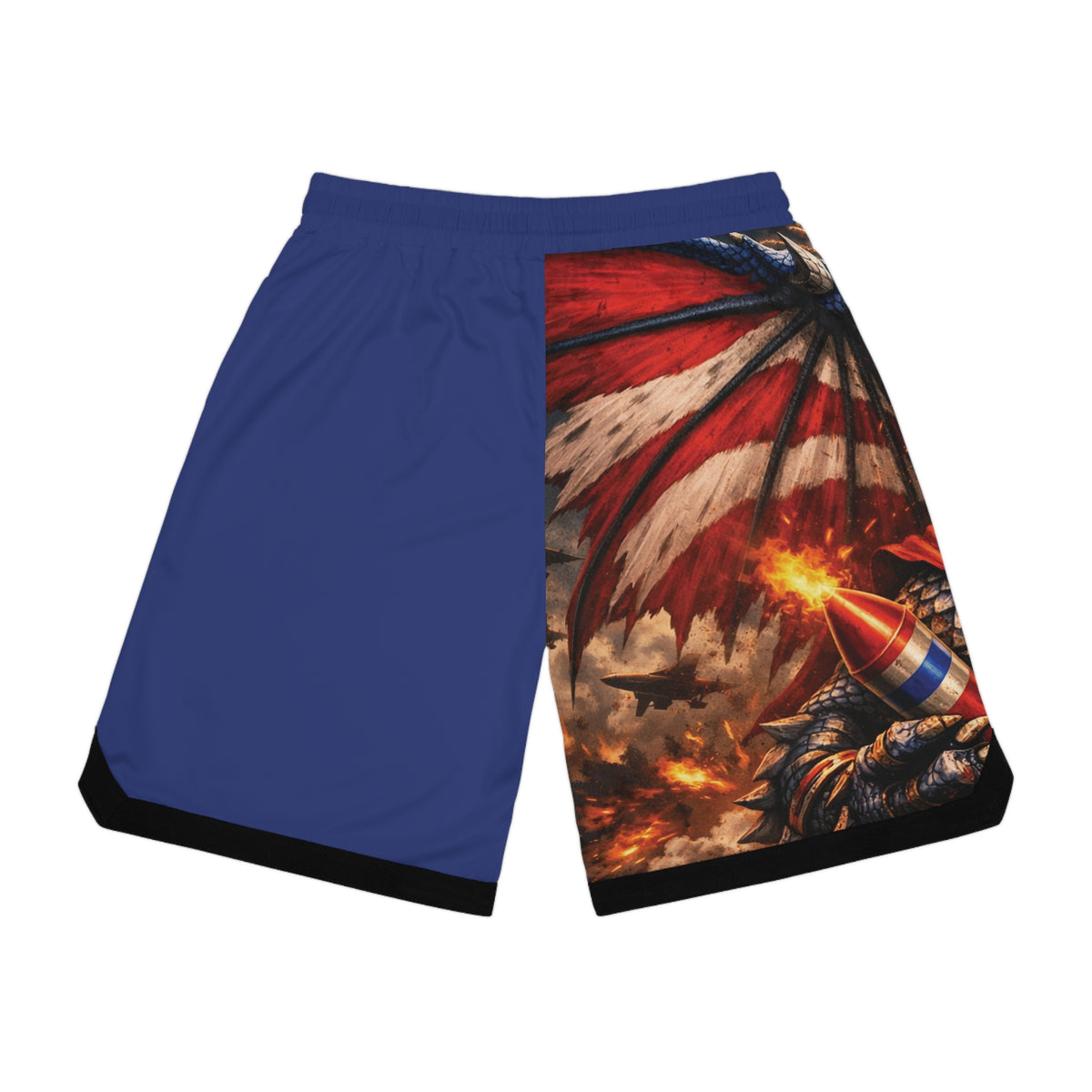 Patriotic Dragon Basketball Shorts — American Flag AOP Athletic Shorts