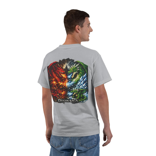 Dragon Split Face T-Shirt — Fiery & Icy Dragon Graphic Tee