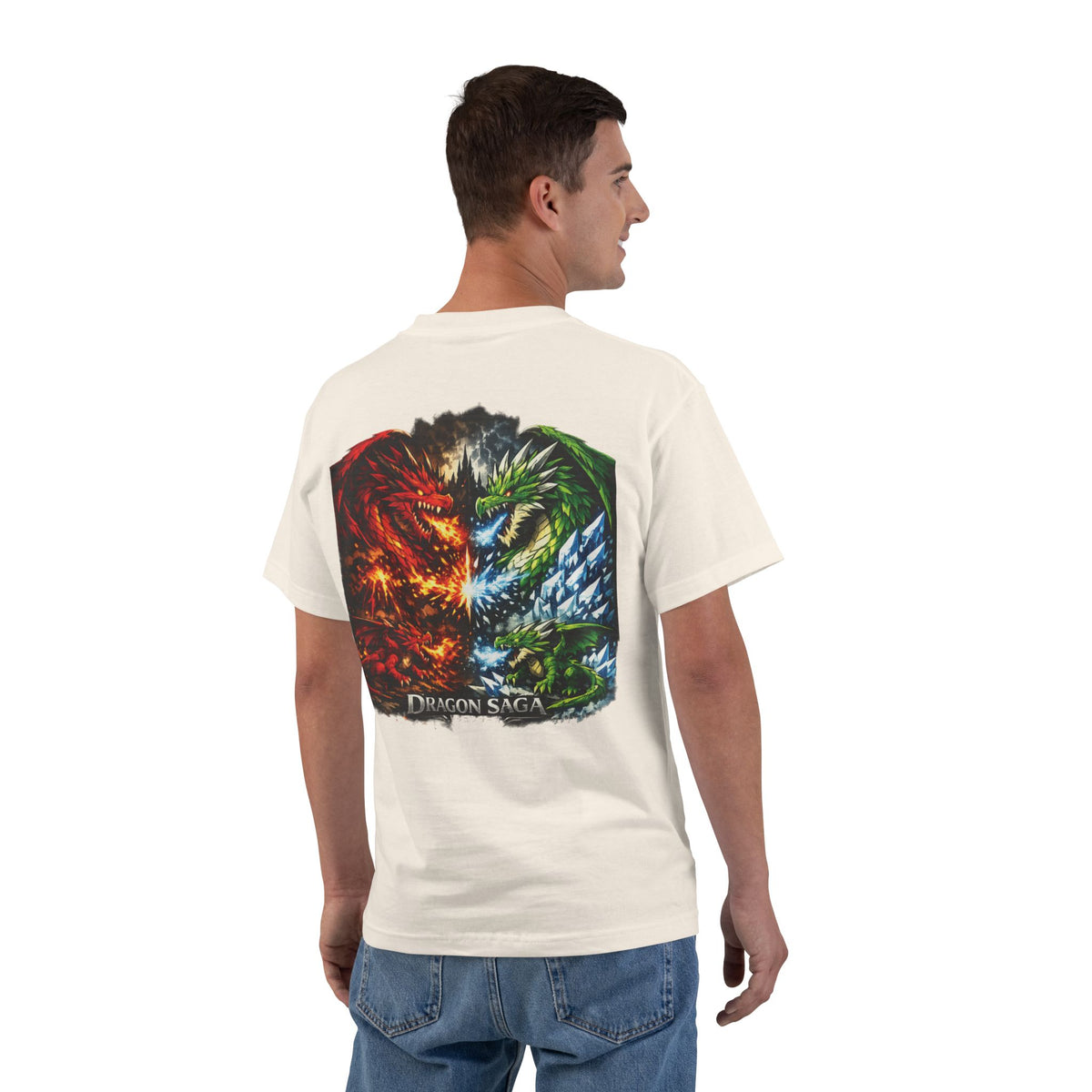 Dragon Split Face T-Shirt — Fiery & Icy Dragon Graphic Tee