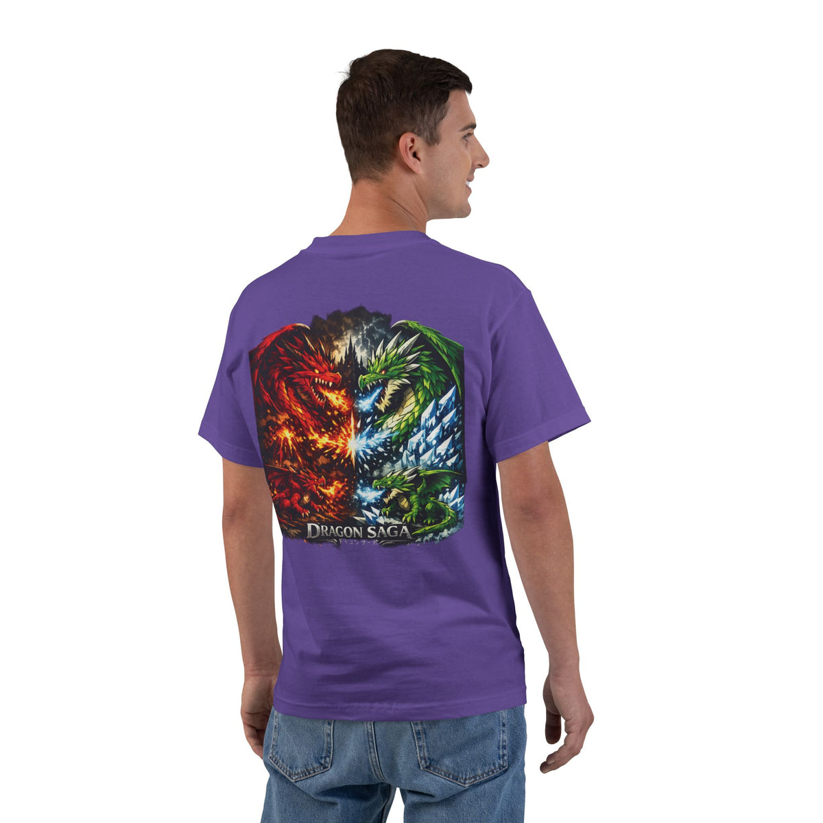 Dragon Split Face T-Shirt — Fiery & Icy Dragon Graphic Tee