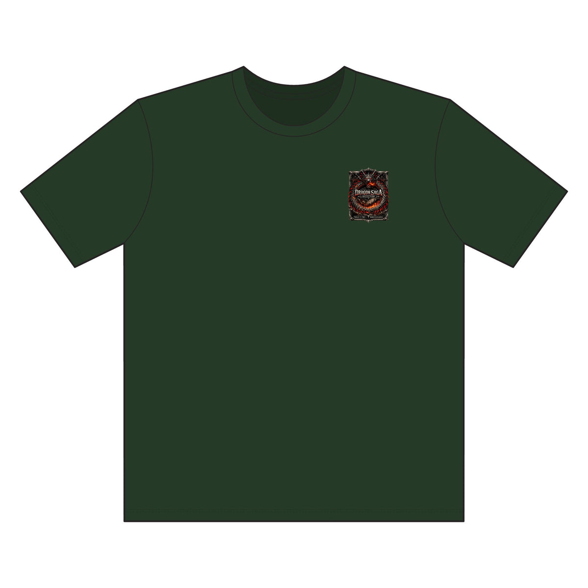 Fiery Dragon Ouroboros Graphic Tee — Chest Patch & Large Back Design