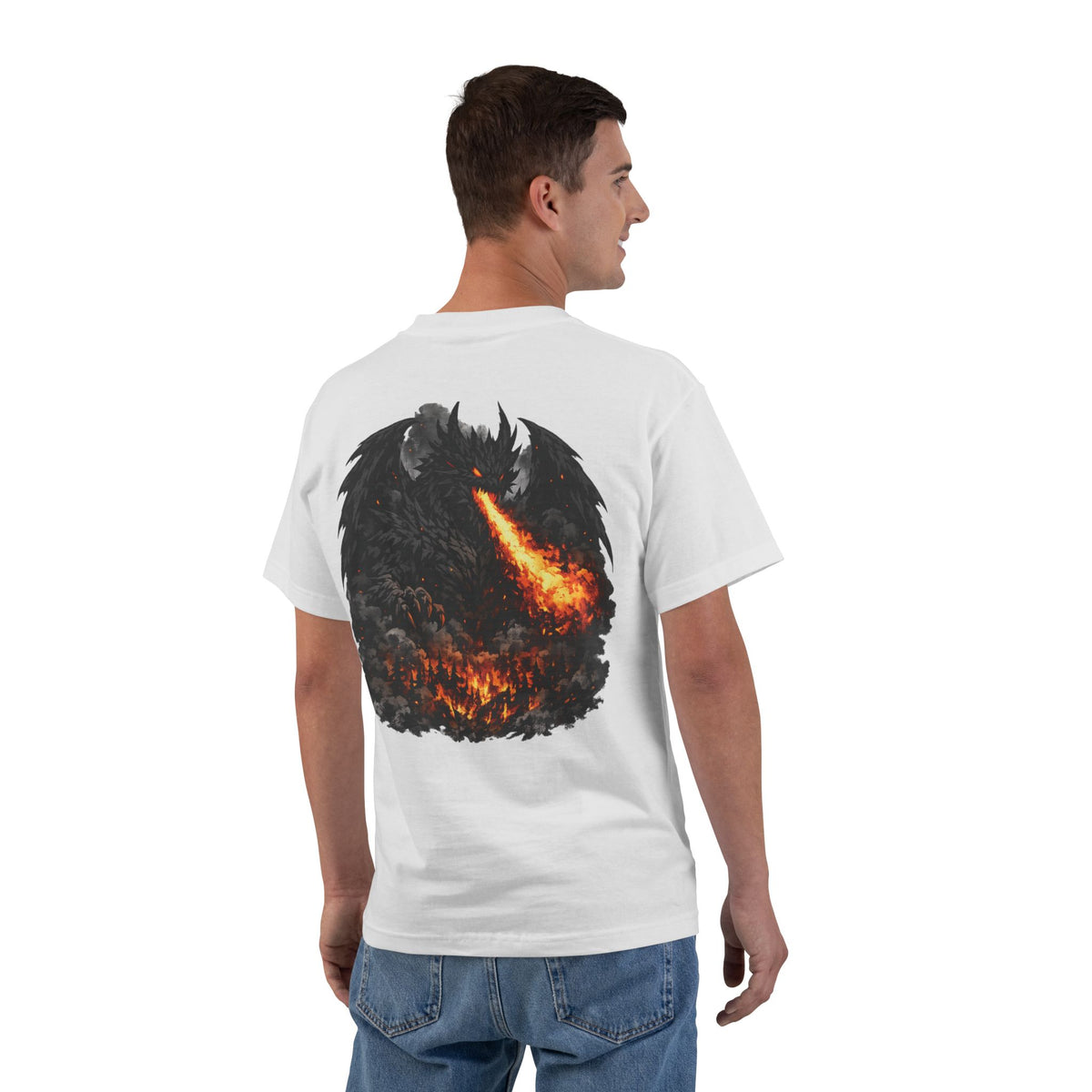 Demonic Fire Dragon T-Shirt — Dark Flame Monster Graphic Tee